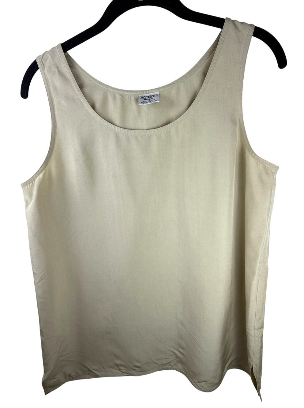 Vtg Accento Marzotto 100% Silk Set Italy Sz 6 Beige Designer Tank Shorts